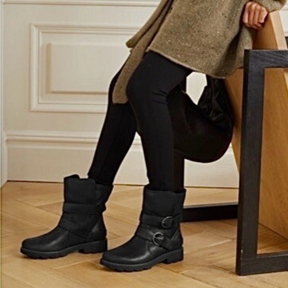 Sorel Shoes - Sorel Lennox Waterproof Combat Moto Boots Cozy Shearling Fur Lined Size 9 Black